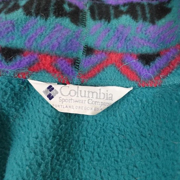 Vintage Columbia Jacket Mens Large Purple Teal Bugaboo Fleece Lined Nylon 90s - Picture 9 of 15